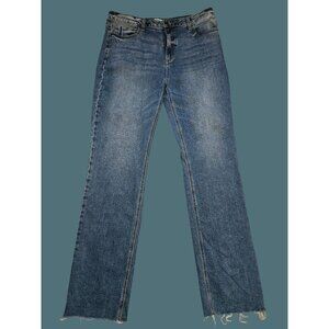 Amalli Talli Jeans Straight Leg Raw Distressed Hem High Rise Women Size 34/36
